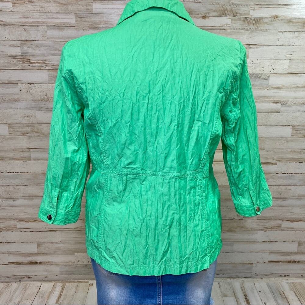 Zenergy by Chico’s Hayden Jacket Womens Size Chico's 2 or L Crinkle Green - Picture 9 of 14